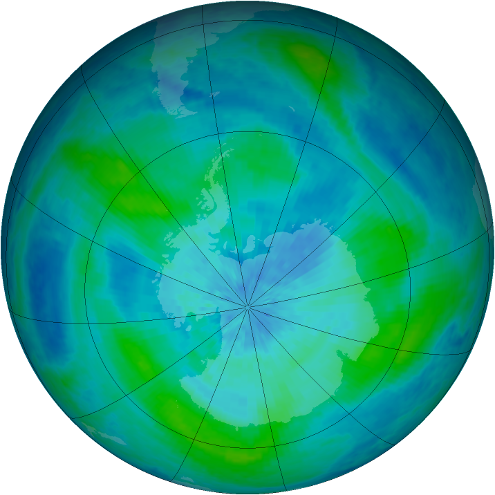 Antarctic ozone map for 12 March 2004